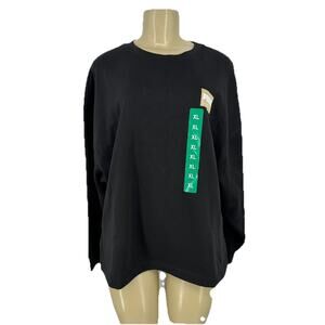 NEW Puma XL Women Pullover Fleece Crewneck Sweatshirt Black X22